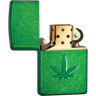 Zippo Classic Stamped Leaf 29662 — зелёная с рельефным листом
