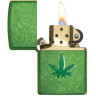 Zippo Classic Stamped Leaf 29662 — зелёная с рельефным листом